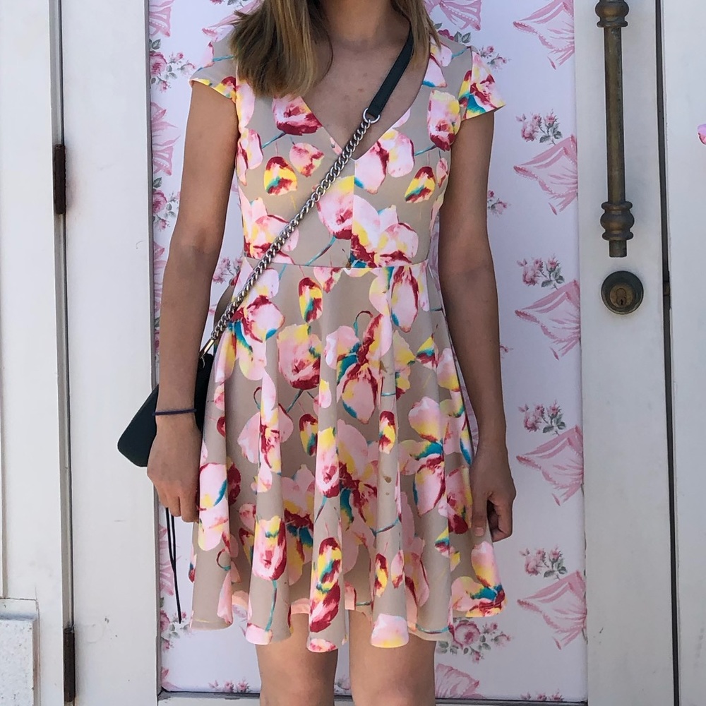 FLORAL PRINT flare DRESS, FITS SIZE XS/S